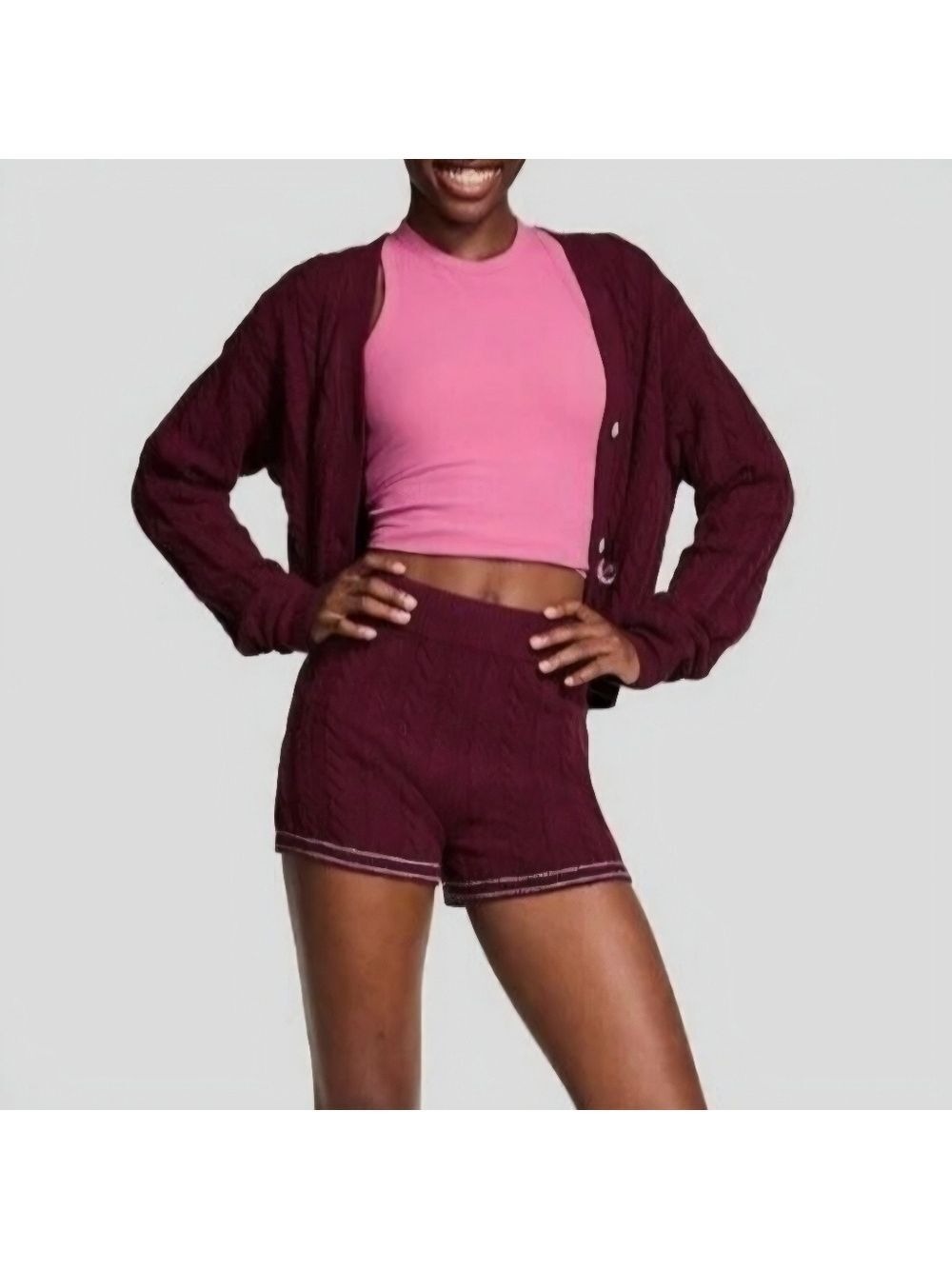 PINK Victoria's Secret Collegiate Cable Knit Short Medium - New With Tags